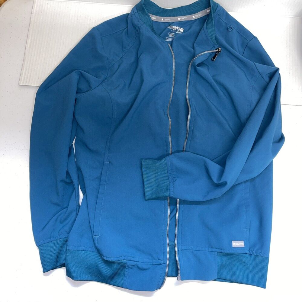 Teal Momentum By Maevn Scrub Jacket Size M